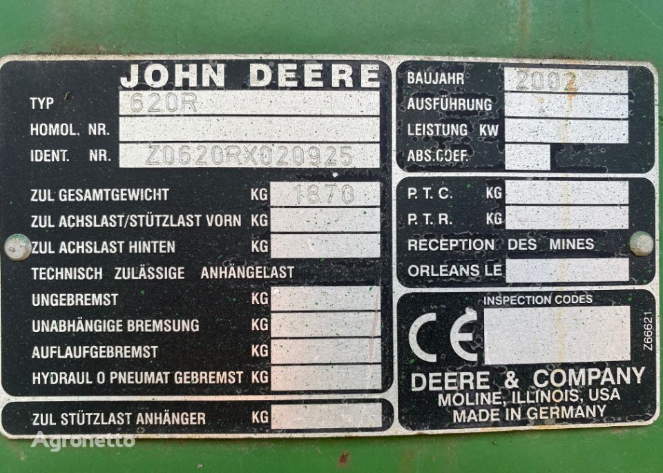 skriemelis paredzēts John Deere 620r graudu kombaina
