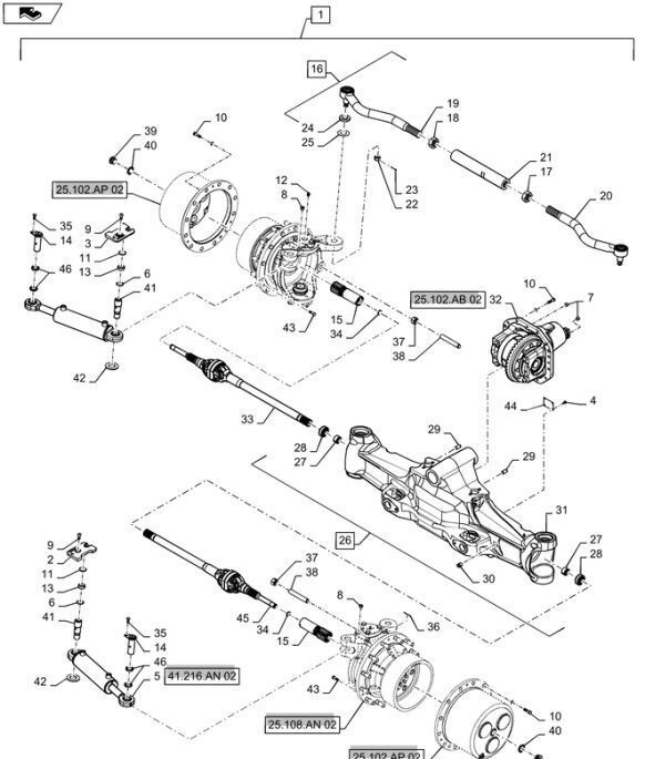 полуось 84415817 na zdjęciu: 45 для трактора колесного New Holland T6090 T6070